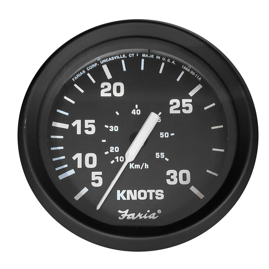 Tri-Water Marine | Faria Euro Black 4" Speedometer - 30 Knot (Pitot) [32809]