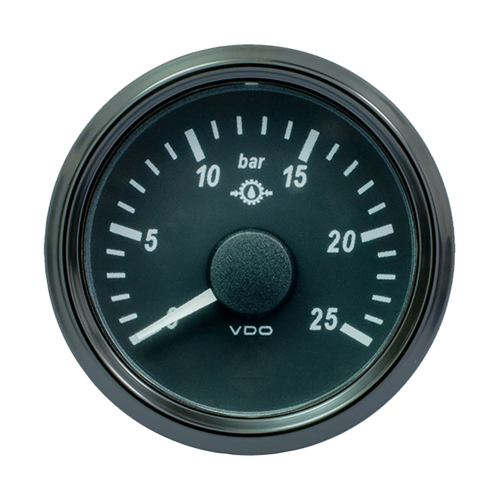 Tri-Water Marine | VDO SingleViu 52mm (2-1/16") Gear Oil Pressure Gauge - 25 Bar - 0-180 Ohm [A2C3833460030]