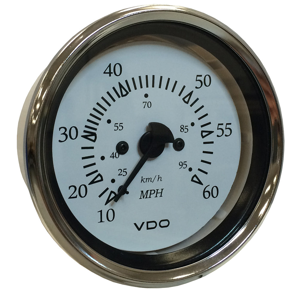 Tri-Water Marine | VDO Cockpit Marine 85MM (3-3/8") Pitot Speedometer - 0 to 60 MPH - White Dial/Chrome Bezel [260-15270]