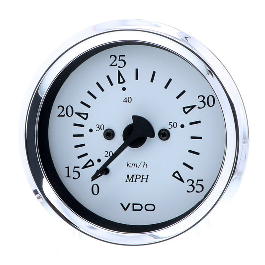 Tri-Water Marine | VDO Cockpit Marine 85MM (3-3/8") Pitot Speedometer - 0 to 35 MPH - White Dial/Chrome Bezel [260-15271]