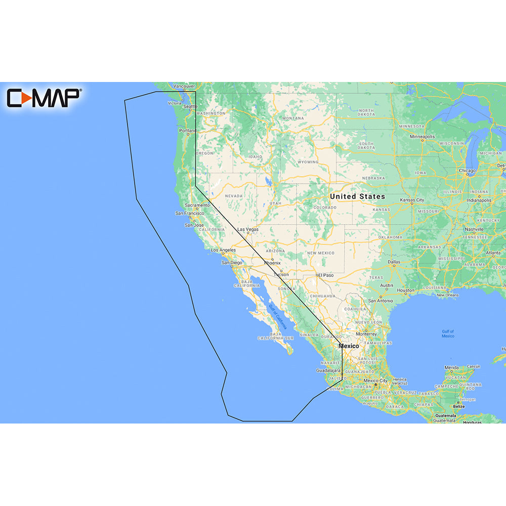 Tri-Water Marine | C-MAP M-NA-Y206-MS West Coast Baja California REVEAL Coastal Chart - Does NOT contain Hawaii [M-NA-Y206-MS]