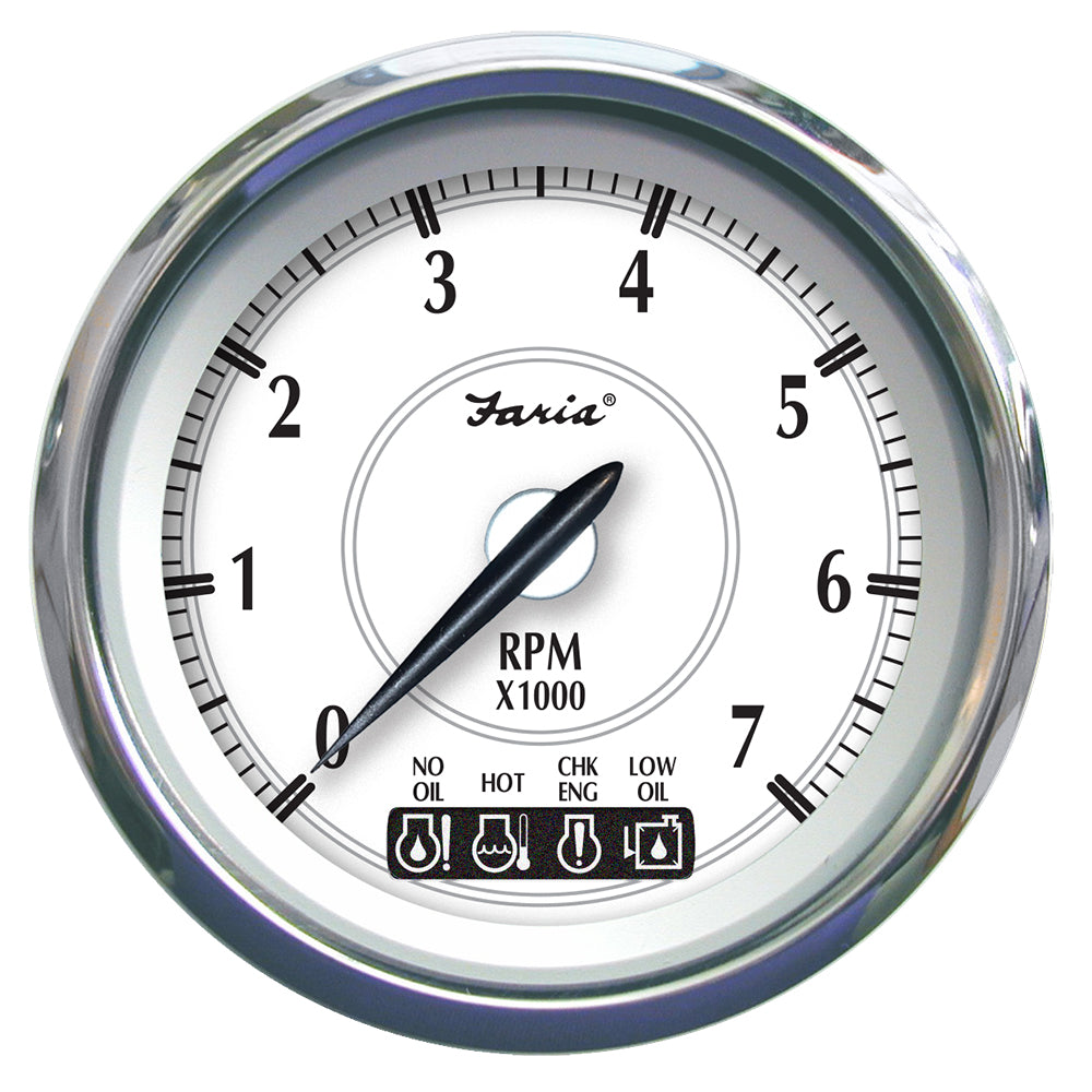 Tri-Water Marine | Faria Newport SS 4" Tachometer w/System Check Indicator f/Johnson/Evinrude Gas Outboard - 7000 RPM [45000]