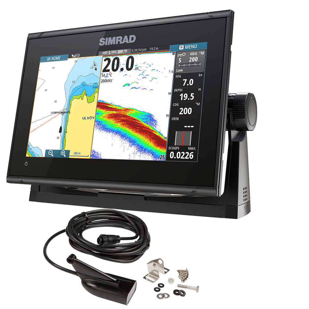 Tri-Water Marine | Simrad GO9 XSE Chartplotter/Fishfinder w/MED/HI Downscan Transom Mount Transducer C-MAP Discover Chart [000-13211-002]