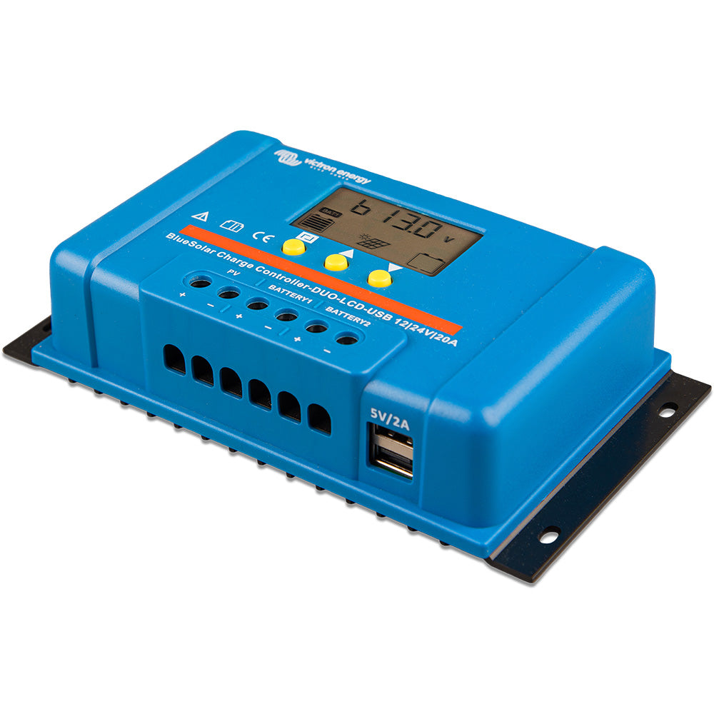 Tri-Water Marine | Victron BlueSolar PWM Charge Controller (DUO) LCD USB Charge Control - 12/24VDC - 20A [SCC010020060]