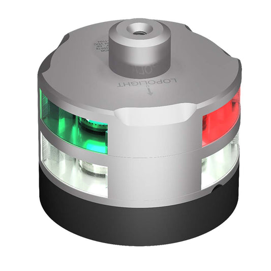 Tri-Water Marine | Lopolight Series 201-007 - Tri-Color Navigation/Anchor/Windex Light - 2NM - Horizontal Mount - Silver Housing [201-007G2SW-30M]