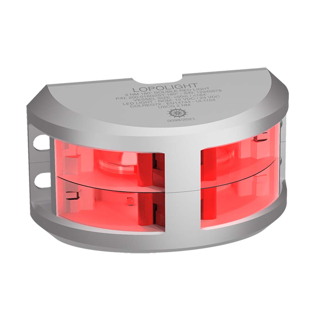 Tri-Water Marine | Lopolight Series 200-016 - Double Stacked Navigation Light - 2NM - Vertical Mount - Red - Silver Housing [200-016G2ST]