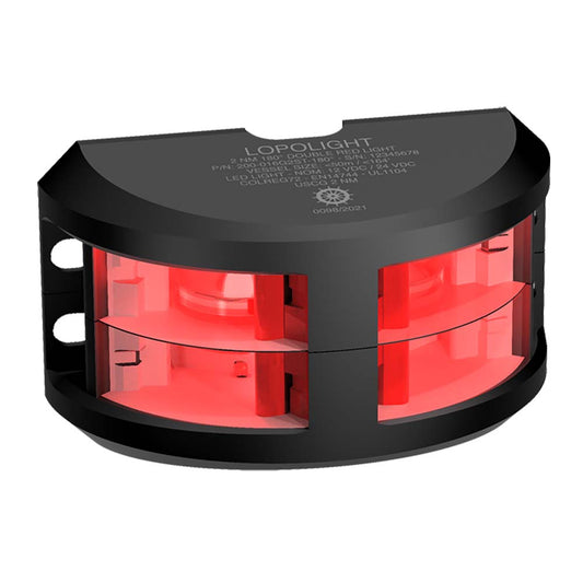 Tri-Water Marine | Lopolight Series 200-016 - Double Stacked Navigation Light - 2NM - Vertical Mount - Red -Black Housing [200-016G2ST-B]