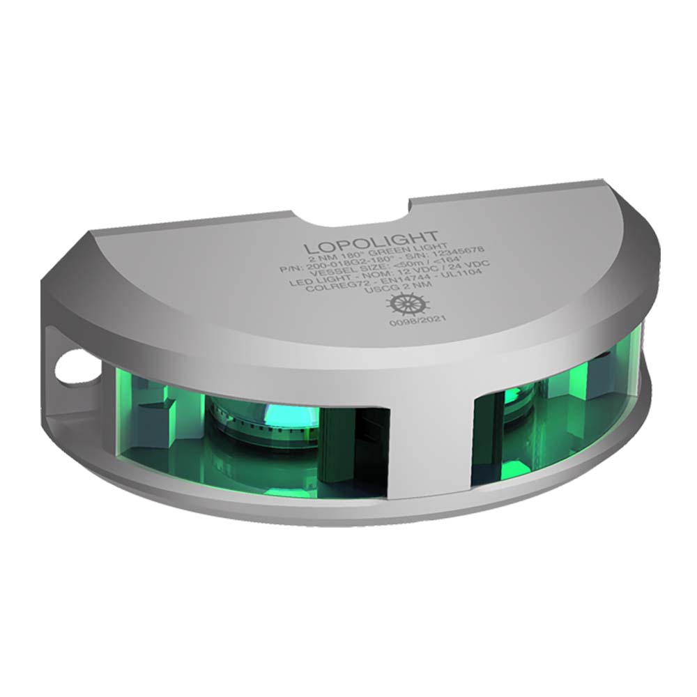 Tri-Water Marine | Lopolight Series 200-018 - Navigation Light - 2NM - Vertical Mount - Green - Silver Housing [200-018G2]