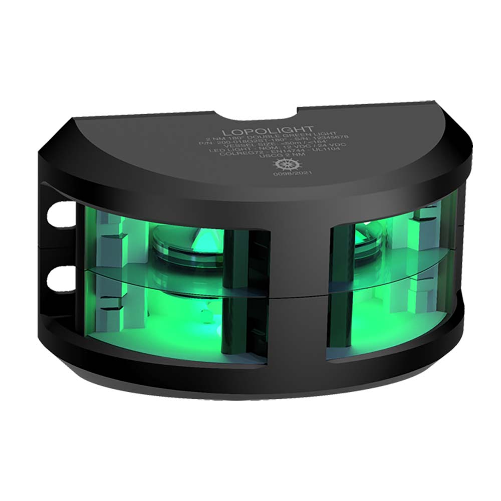 Tri-Water Marine | Lopolight Series 200-018 - Double Stacked Navigation Light - 2NM - Vertical Mount - Green - Black Housing [200-018G2ST-B]