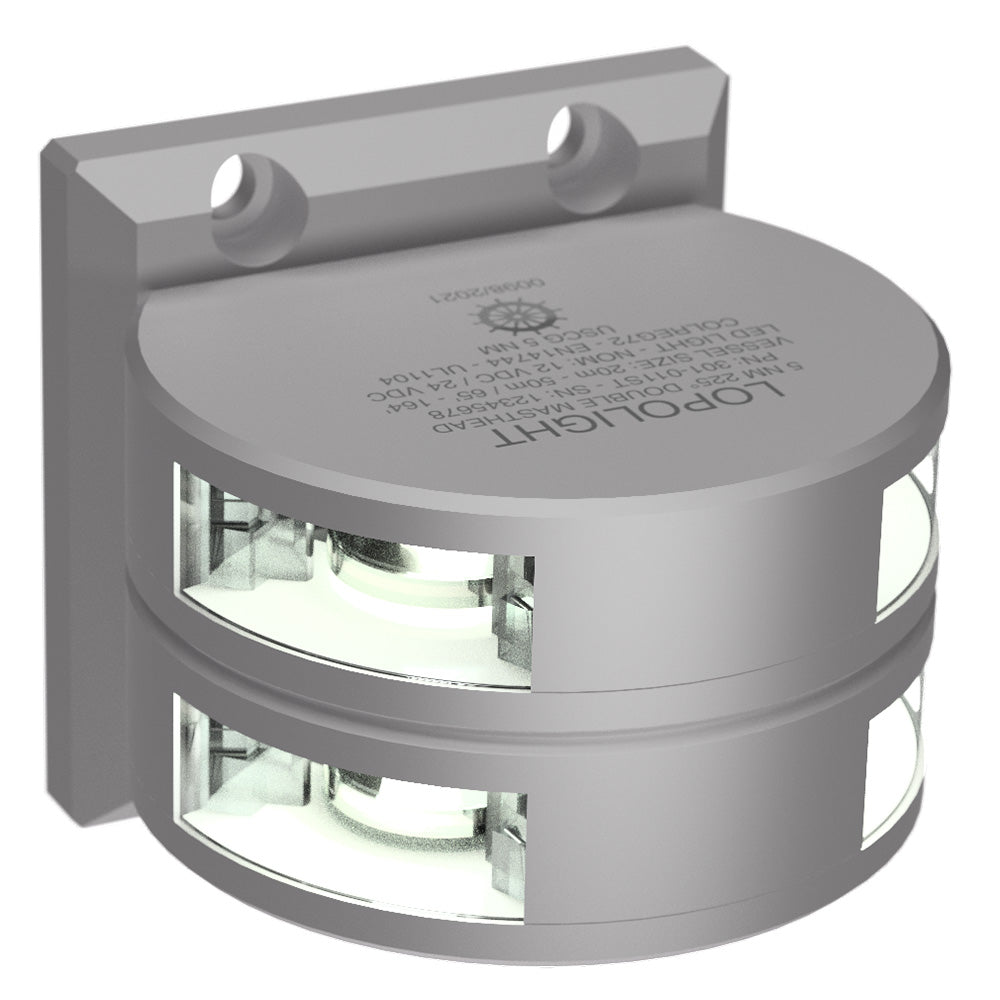 Tri-Water Marine | Lopolight Series 301-011 - Double Stacked Masthead Light - 5NM - Vertical Mount - White - Silver Housing [301-011ST]