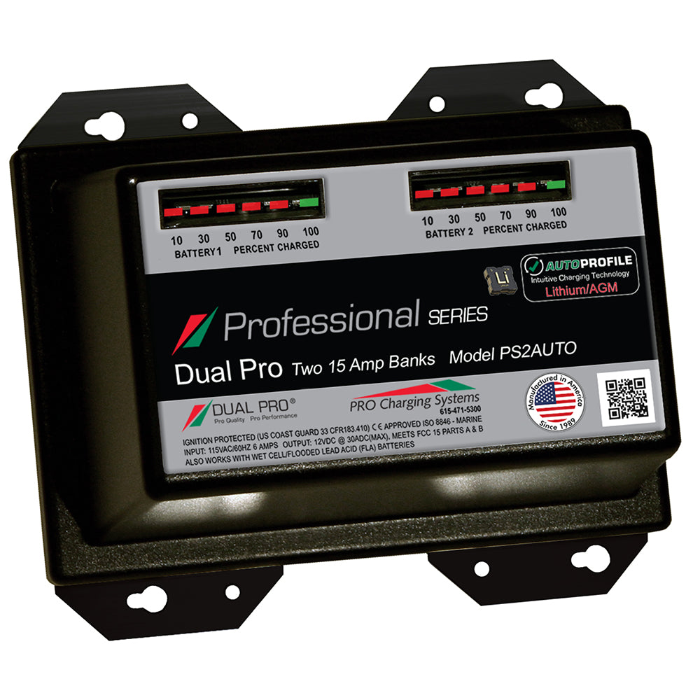 Tri-Water Marine | Dual Pro PS2 Auto 15A - 2-Bank Lithium/AGM Battery Charger [PS2AUTO]