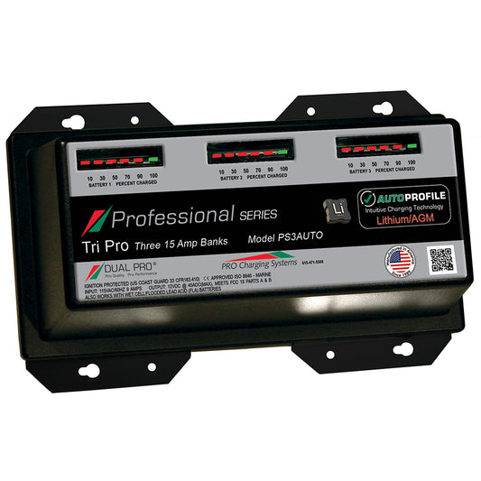 Tri-Water Marine | Dual Pro PS3 Auto 15A - 3-Bank Lithium/AGM Battery Charger [PS3AUTO]