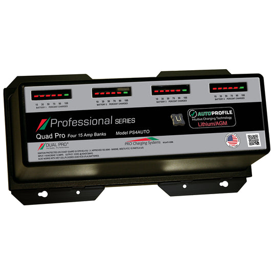 Tri-Water Marine | Dual Pro PS4 Auto 15A - 4-Bank Lithium/AGM Battery Charger [PS4AUTO]