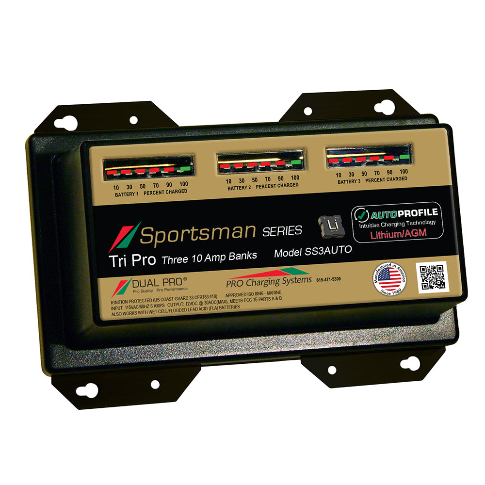 Tri-Water Marine | Dual Pro SS3 Auto 30A - 3-Bank Lithium/AGM Battery Charger [SS3AUTO]