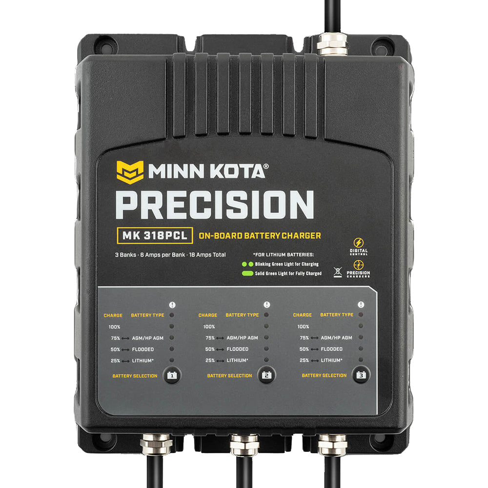 Tri-Water Marine | Minn Kota On-Board Precision Charger MK-318 PCL 3 Bank x 6 AMP LI Optimized Charger [1833181]