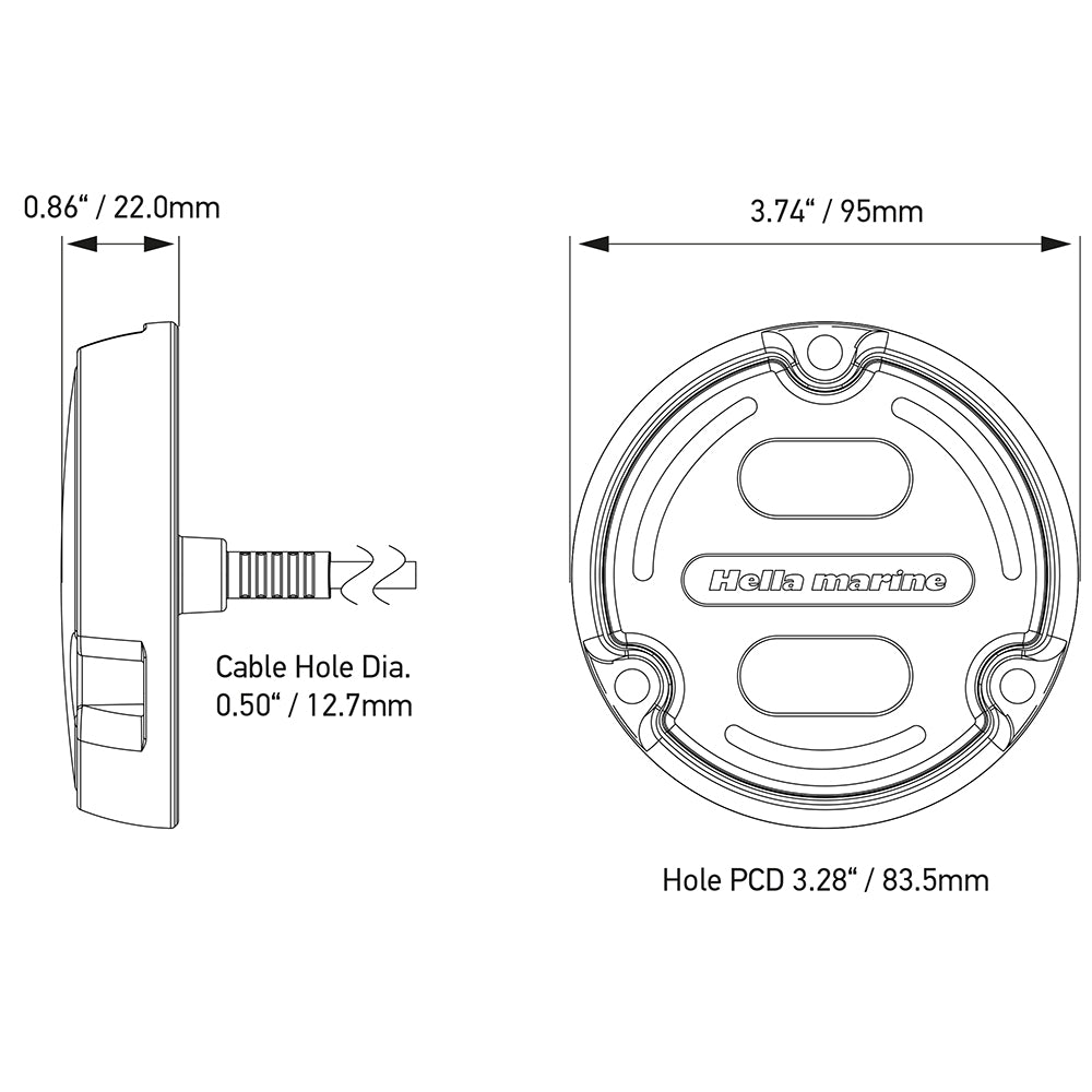 Tri-Water Marine | Hella Marine Apelo A2 Blue White Underwater Light - 3000 Lumens - Bronze Housing - White Lens w/Edge Light [016147-101]