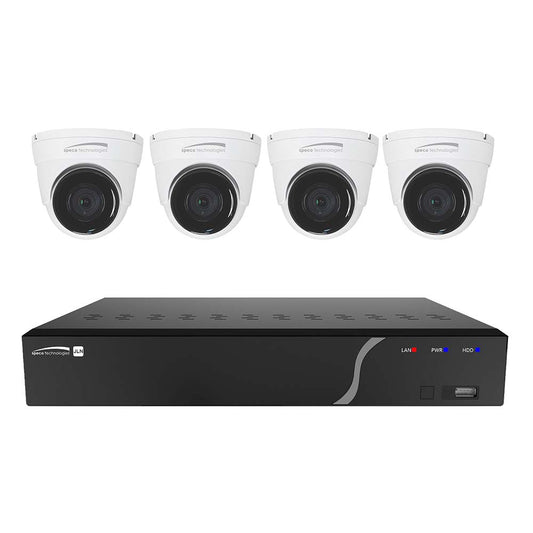 Tri-Water Marine | Speco 4 Channel NVR Kit w/4 Outdoor IR 5MP IP Cameras 2.8mm Fixed Lens, 1TB Kit NDAA [ZIPK4N1]