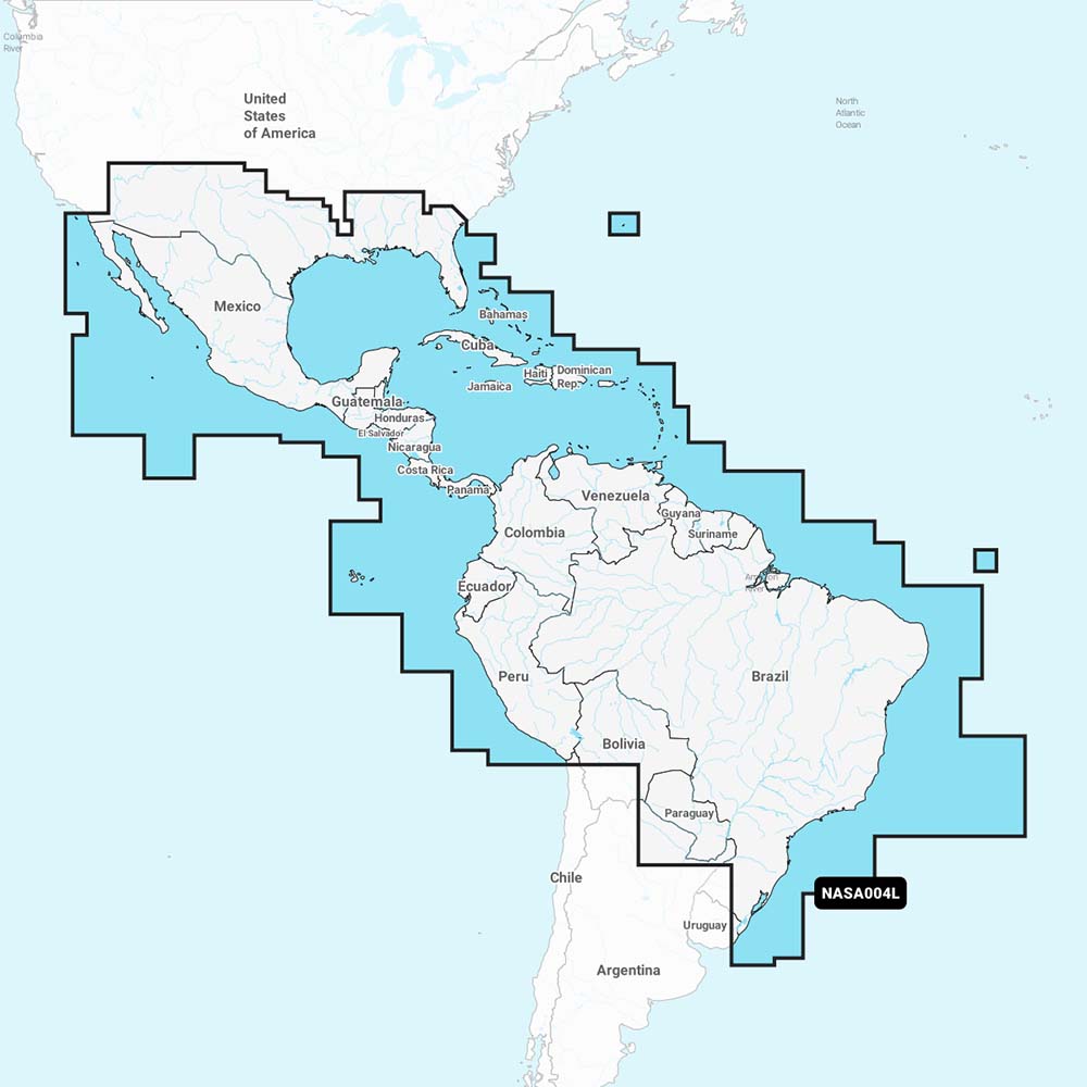 Tri-Water Marine | Navionics NASA004L - Mexico, Caribbean to Brazil - Navionics+ [010-C1364-30]