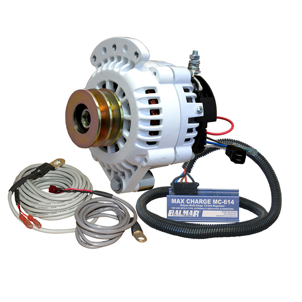 Tri-Water Marine | Balmar Alternator 120 AMP 12V 1-2" Single Foot Spindle Mount Dual Vee Pulley Regulator Temp Sensor [621-VUP-MC-120-DV]