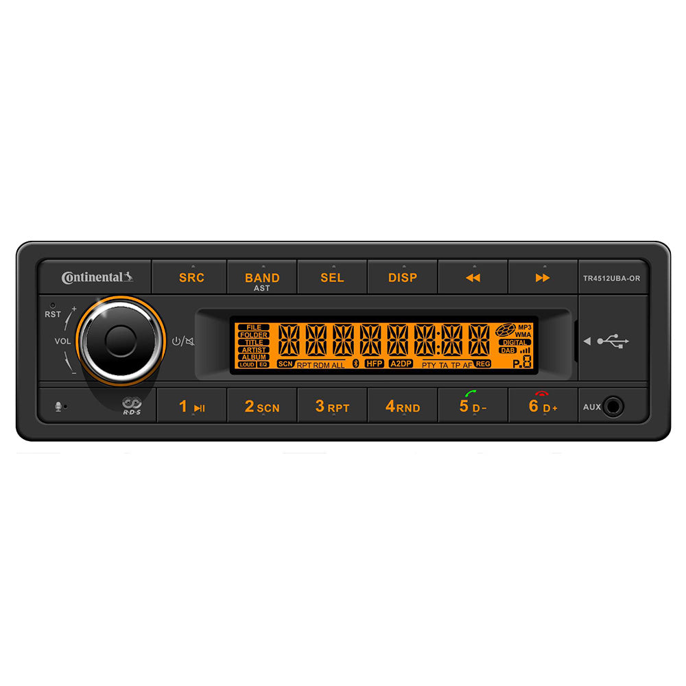 Tri-Water Marine | Continental Stereo w/AM/FM/BT/USB/PA System Capable - 12V [TR4512UBA-OR]