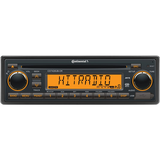 Tri-Water Marine | Continental Stereo w/CD/AM/FM/BT/USB - 24V [CD7426UB-OR]