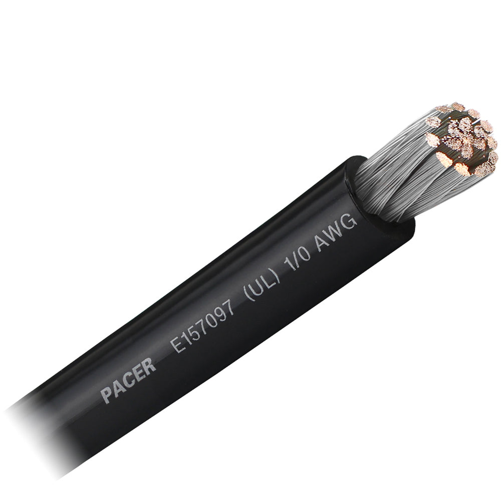 Tri-Water Marine | Pacer Black 1/0 AWG Battery Cable - Sold By The Foot [WUL1/0BK-FT]