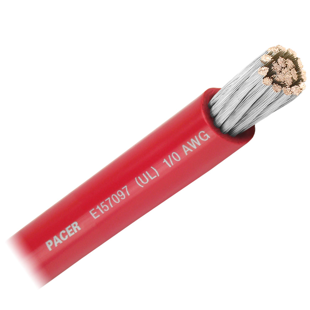 Tri-Water Marine | Pacer Red 1/0 AWG Battery Cable - Sold By The Foot [WUL1/0RD-FT]