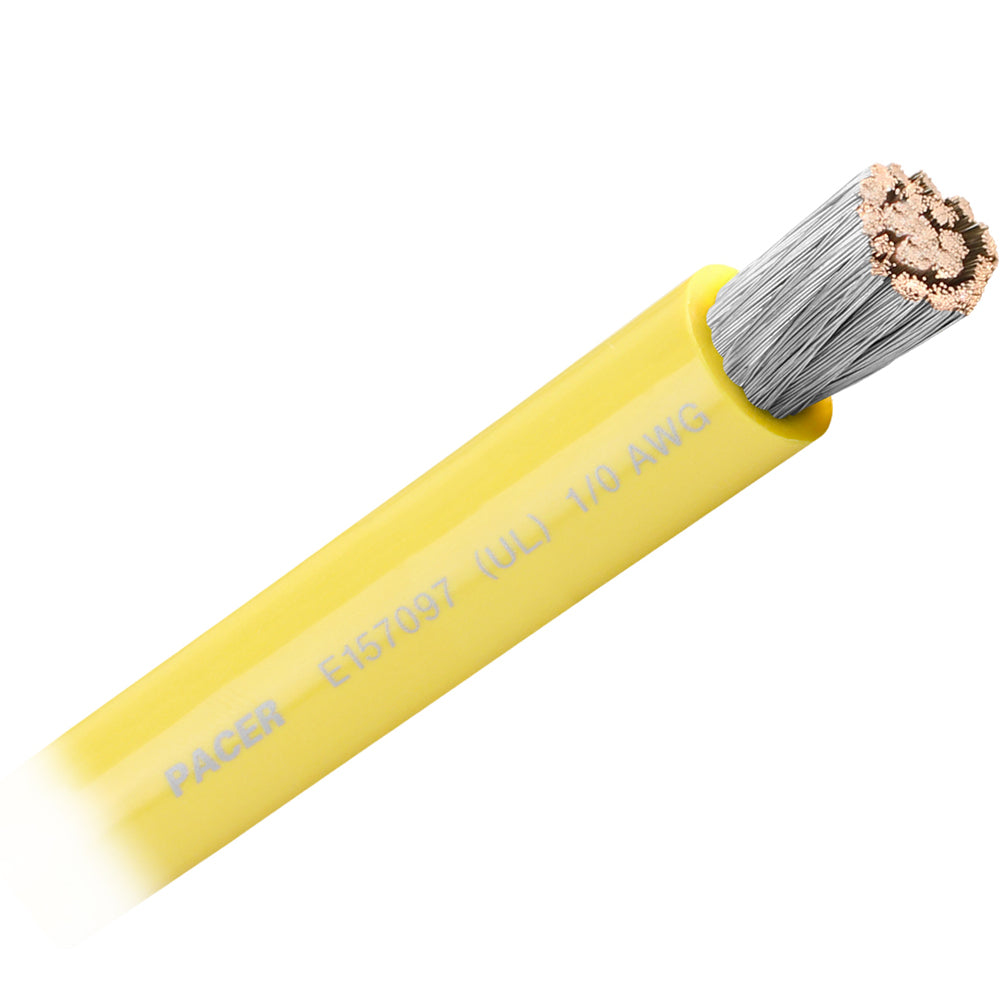 Tri-Water Marine | Pacer Yellow 1/0 AWG Battery Cable - Sold By The Foot [WUL1/0YL-FT]