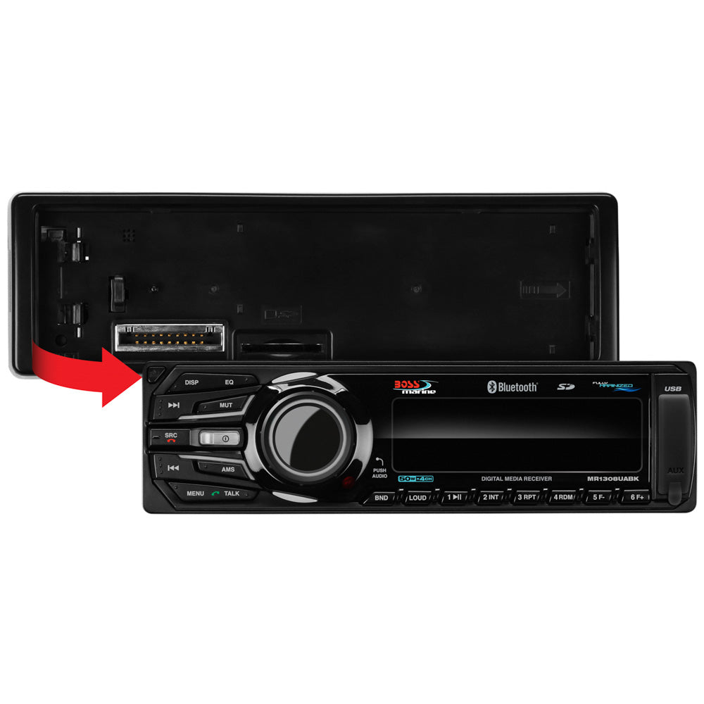 Tri-Water Marine | Boss Audio MR1308UABK Bluetooth - Fully Marinized MP3-Compatible Digital Media Receiver w/USB SD Memory Card Ports Aux Input [MR1308UABK]