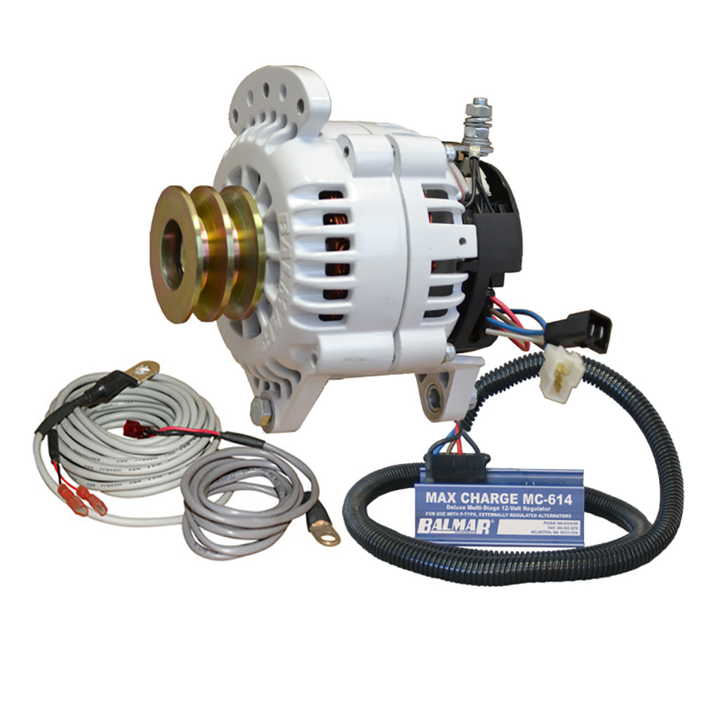 Tri-Water Marine | Balmar Alternator 100 AMP Kit 12V 3.15" Dual Foot Saddle Dual Pulley Regulator Temp Sensor [60-YP-MC-100-DV]