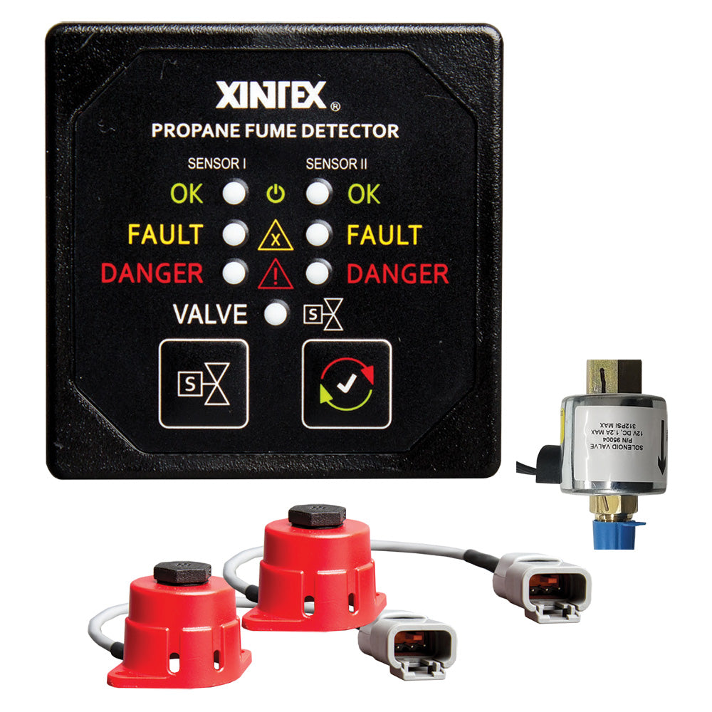 Tri-Water Marine | Fireboy-Xintex Propane Fume Detector, 2 Channel, 2 Sensors, Solenoid Valve Control 20 Cable - 24V DC [P-2BS-24-R]