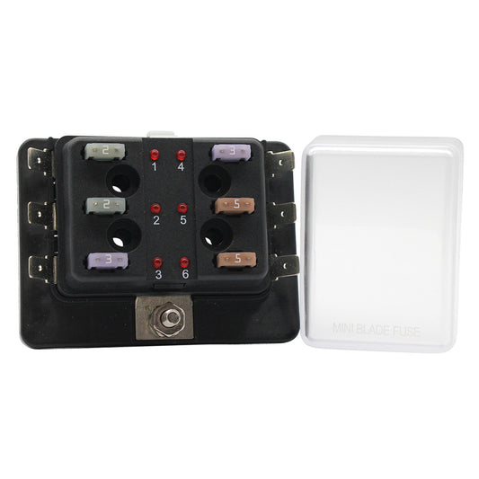 Tri-Water Marine | Cole Hersee Standard 6 MINI Series Fuse Block w/LED Indicators [880025-BP]